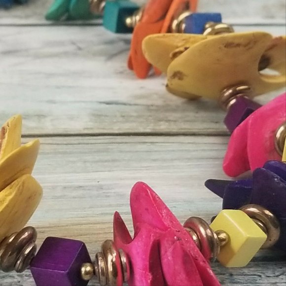 Vintage Miriam Haskell Wood Necklace E4 - Picture 7 of 10